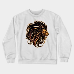 African Male Lion | Flourish Mane Illustration | Safari Culture | Majestic Male Lion In Painting Crewneck Sweatshirt